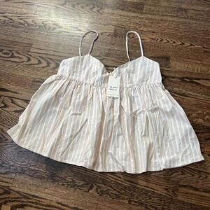 Cream white striped My Mum Made It baby doll top blouse organic cotton new